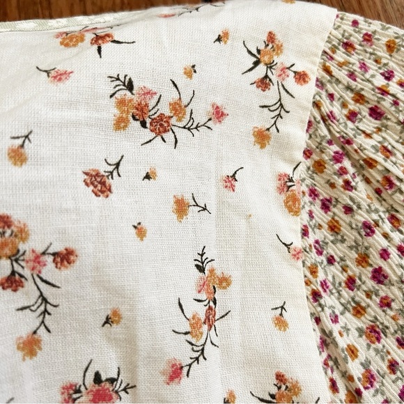 American Eagle Cotton Linen Floral Eyelet Crop Top Cottage Peasant Boho Small - Picture 13 of 14